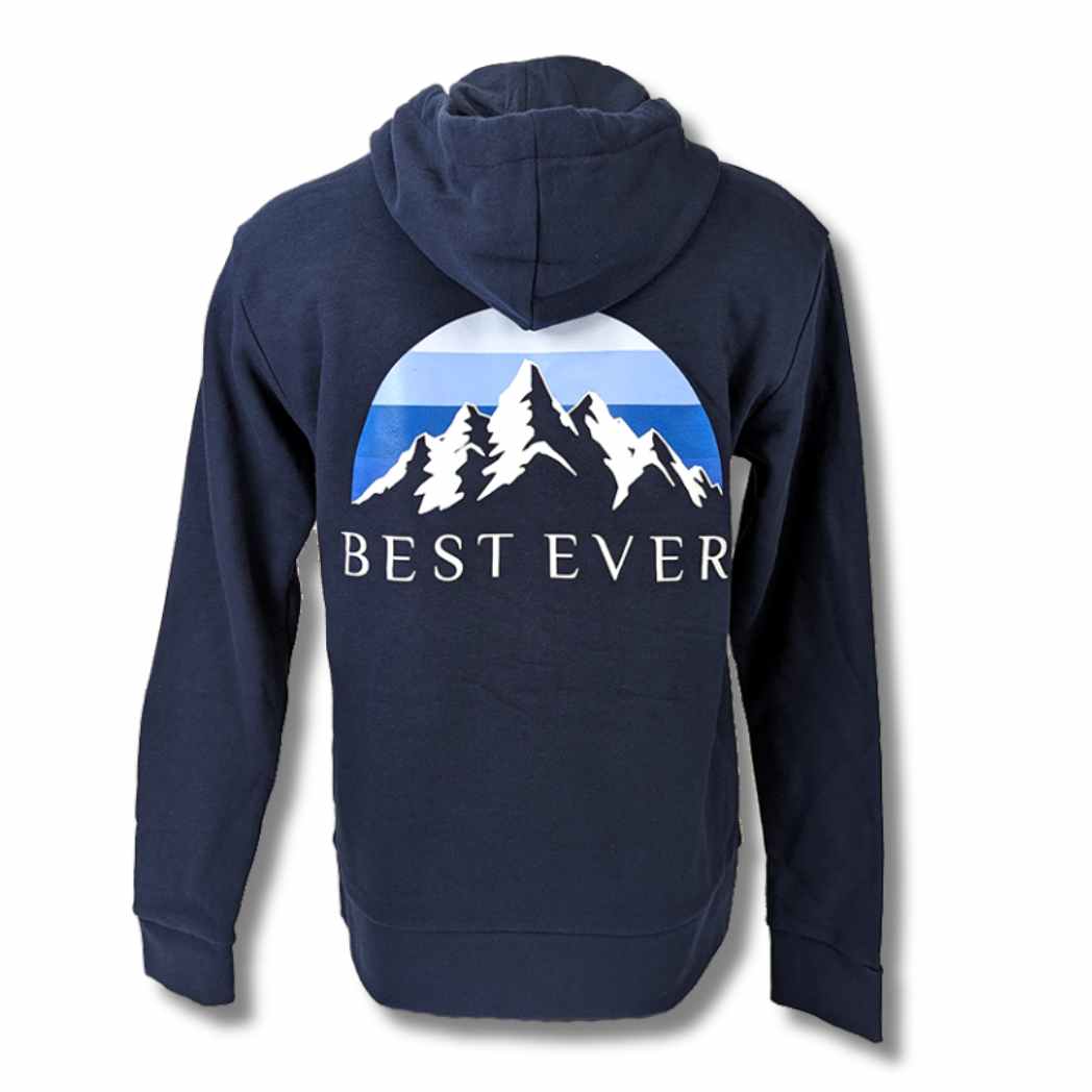 back of best ever mountain calling hoodie