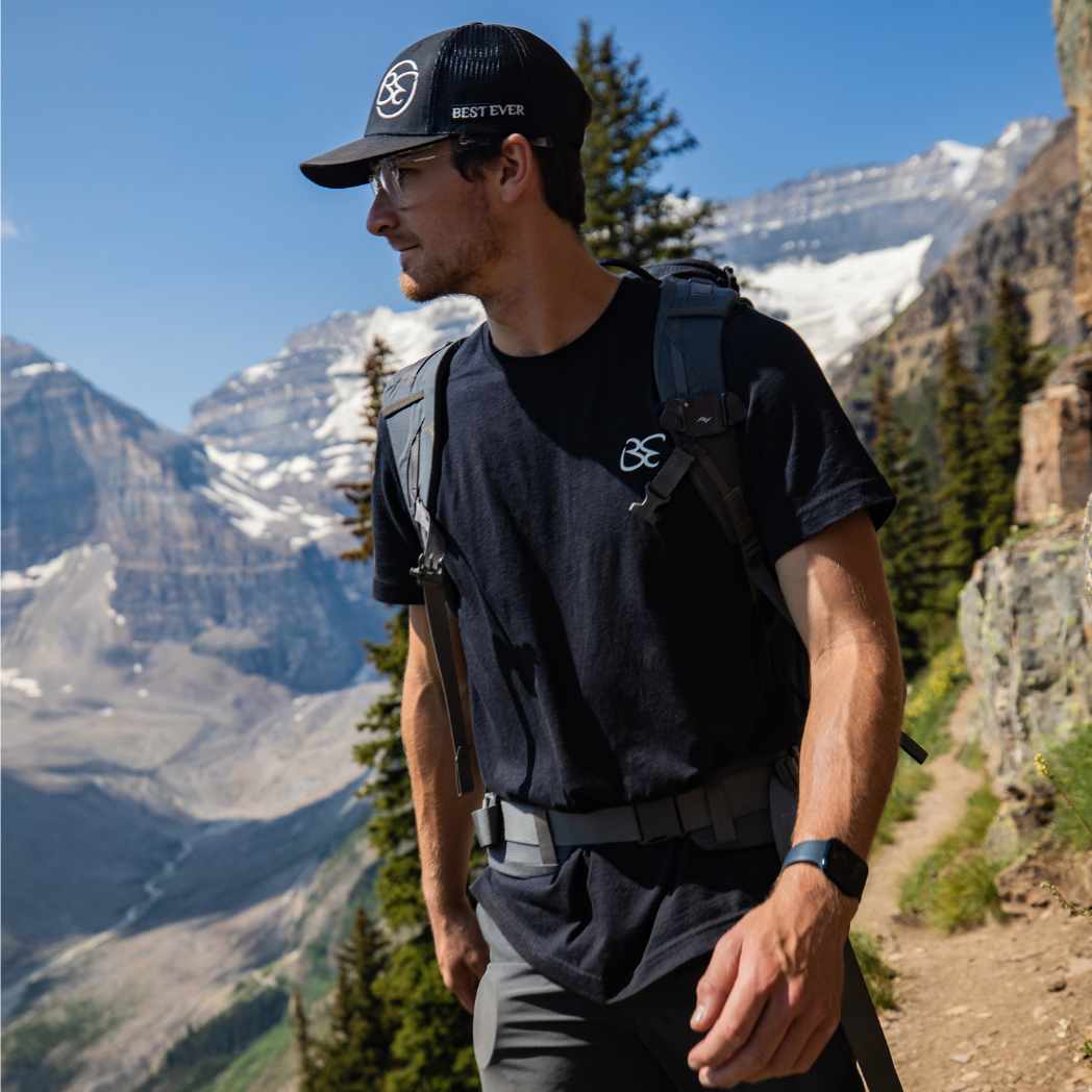 Man Hiking in Best Ever Mountain Calling T-Shirt