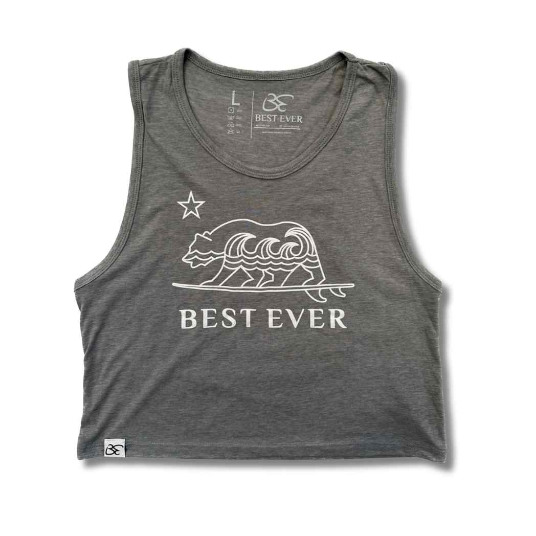 Best Ever Womens Cali Bear Crop Tank