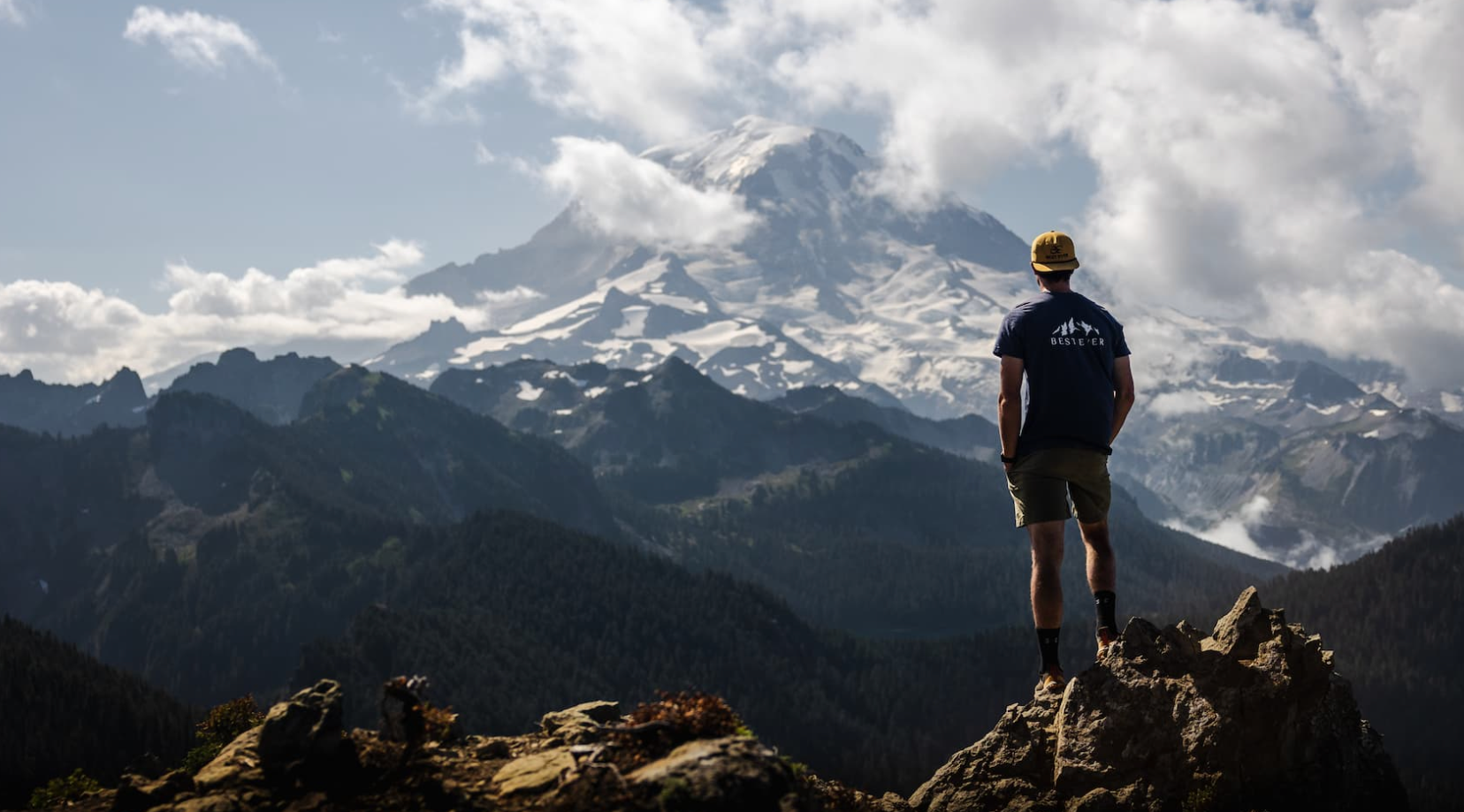 Man hiking while wearing best ever t-shirt