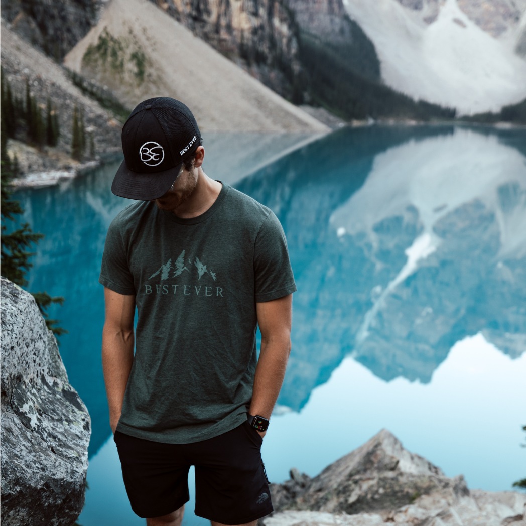 Man wearing Best Ever Mountain Life T-Shirt